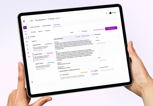 Elkra patient management on a tablet