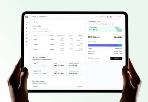 Fils GHG report on a tablet